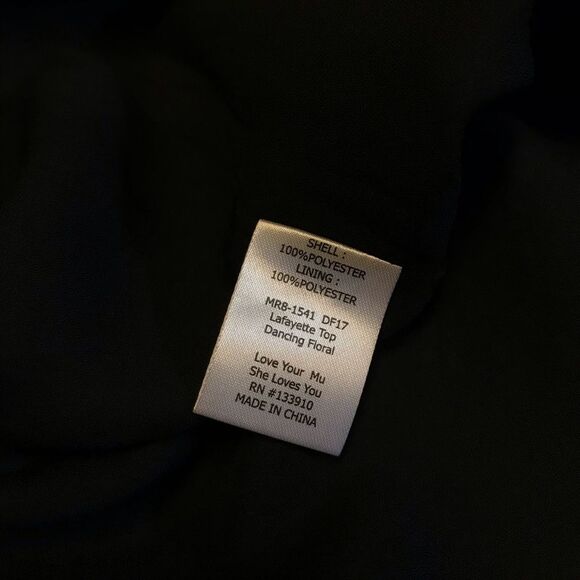 Show Me Your MuMu Lafayette Blouse XS NWT Black Red Cherry Blossom Bell Sleeve - Picture 13 of 16